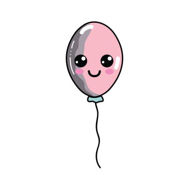 Kawaii şirin ve mutlu balon simge vektör çizim