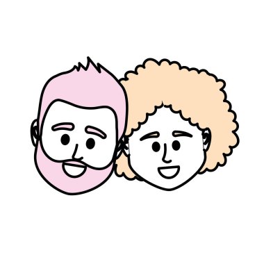 çift kafa ile birlikte saç modeli tasarım illüstrasyon vektör