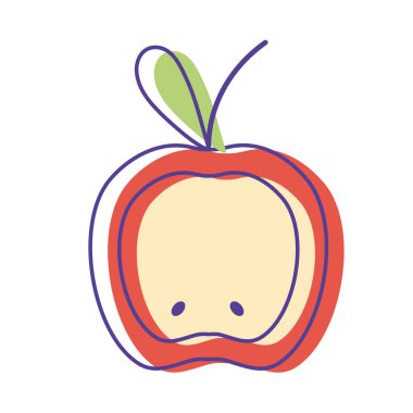 lezzetli dilim elma meyve vitamin ve protein vektör çizim ile