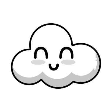 satır kawaii şirin ihale bulut hava vektör çizim