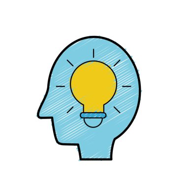 siluet yan adam ampul fikir vektör çizim ile