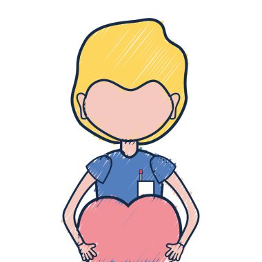 uzman adam doktor kalp vektör çizim ile