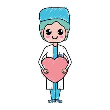 uzman adam doktor kalp vektör çizim ile