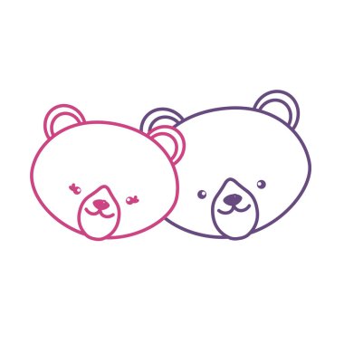 siluet sevimli ayı hayvan çift birlikte vektör çizim kafa