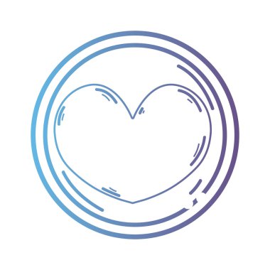 satır kalp amblemi sevgi ve romantik sembol vektör çizim