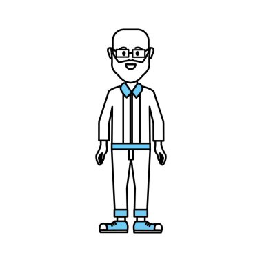 siluet adam sakal, gözlük ve rahat bez, vektör çizim ile