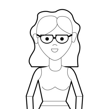 güzel kadın gözlük ve bluz bez, vektör çizim ile satır