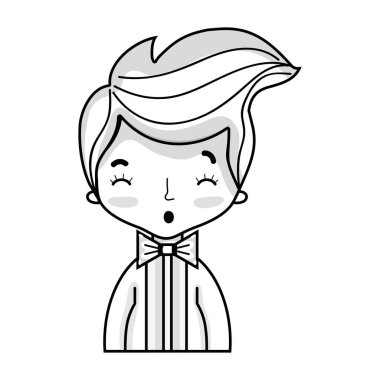 şık takım elbise ve saç tasarım vektör illusration bir satır güzel çocuk