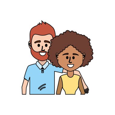 Çift birlikte rahat kıyafetler vektör çizim tasarım