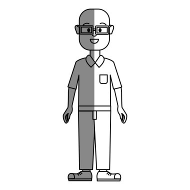 siluet yaşlı adam gözlük, gömlek ve pantolon, vektör çizim ile