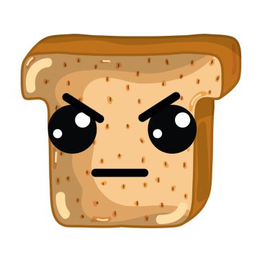 Kawaii şirin kızgın doğranmış ekmek, vektör çizim tasarım