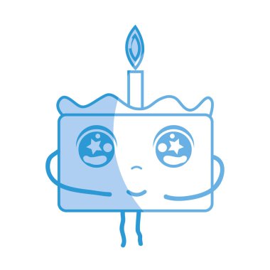 siluet kawaii şirin ihale pasta tatlı vektör çizim