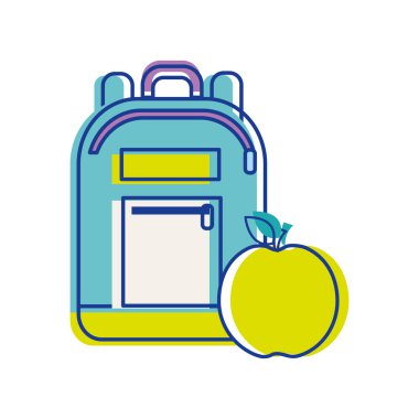 çanta çalışma elma meyve, vektör çizim aracıyla