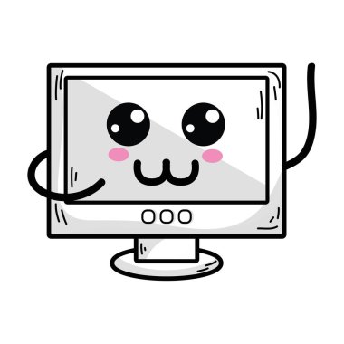 satır kawaii şirin ihale bilgisayar teknoloji vektör çizim