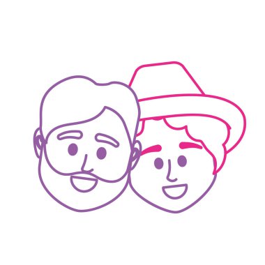 satır çift kafa ile birlikte saç modeli tasarım illüstrasyon vektör