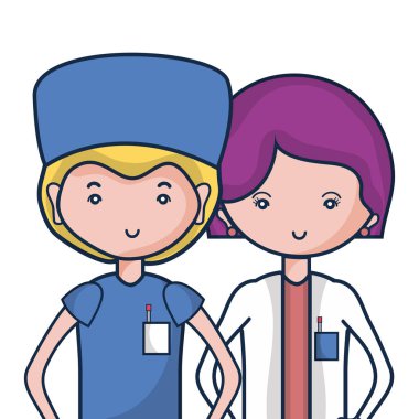 kadın ve erkek doktorlar onların üniforma vektör çizim ile