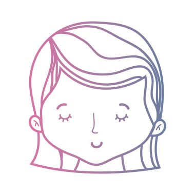 sevimli kadın baş saç modeli tasarım vektör çizim ile satır