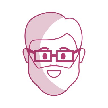 siluet kafa adam sakal ve gözlük karşısında, vektör çizim