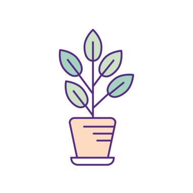 ile doğal bitki saksı vektör çizim içinde bırakır