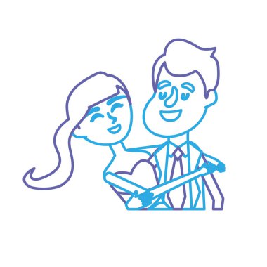 satır mutlu çift birlikte ve romantik kutlama vektör çizim