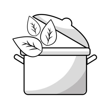 siluet organ yemekle pot mutfak ve yaprakları, vektör çizim