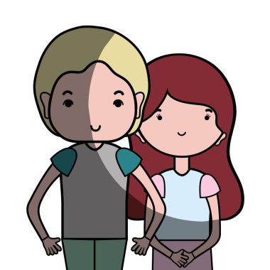 Güzellik çift ile birlikte saç modeli tasarım illüstrasyon vektör