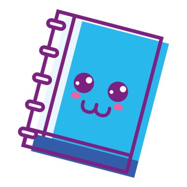 Kawaii şirin mutlu defter araç vektör çizim