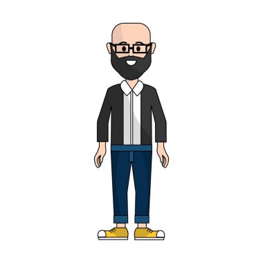 insanlar, adam gözlük avatar kutsal kişilerin resmi, vektör çizim ile rahat bezle