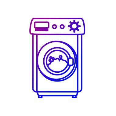 Giysi vektör çizim temizlemek için çizgi çamaşır makinesi nesnesi