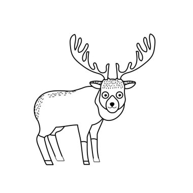 satır sevimli geyik vahşi hayvan simge vektör çizim