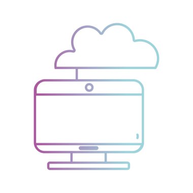 çizgi bilgisayar teknolojisi bulut veri merkezi vektör çizim ile