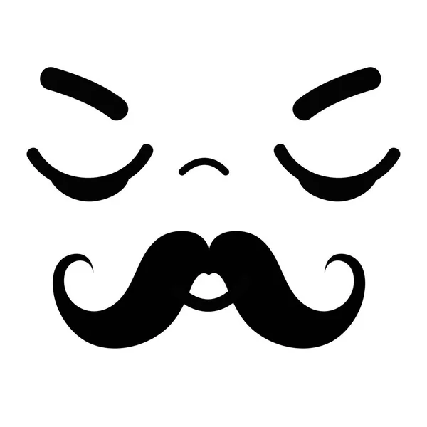 卡瓦伊可爱的睡眠脸与胡子 矢量插图 — 图库矢量图片