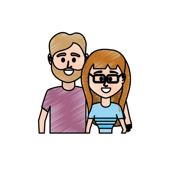 Couple Avec Des Vêtements Décontractés Vecteur Illustration Design — Image vectorielle