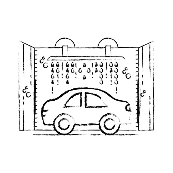 Figure Car Service Washing Mechanical Technology Vector Illustration — Stock Vector