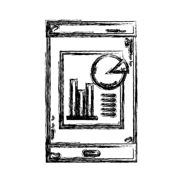 Рисунок Смартфона Документом Компании Рисунком Вектора Диаграммы Столбца Статистики — стоковый вектор