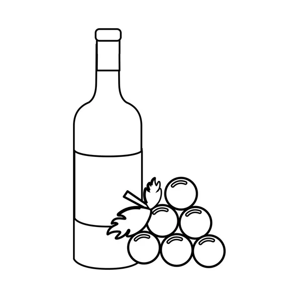 Linha Garrafa Vinho Com Cacho Uvas Ícone Imagem Design Ilustração — Vetor de Stock