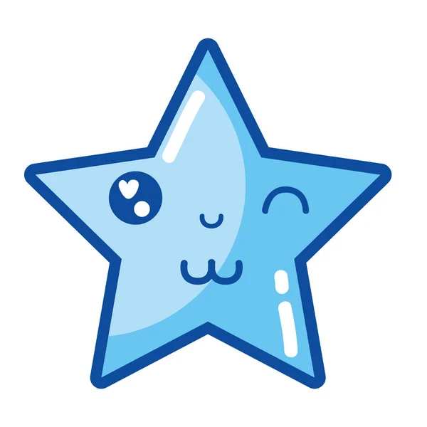 卡瓦伊可爱有趣的明星闪闪发光的矢量插图 — 图库矢量图片