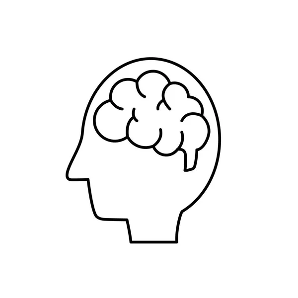 Línea Silueta Lado Hombre Con Anatomía Cerebro Vector Ilustración — Vector de stock