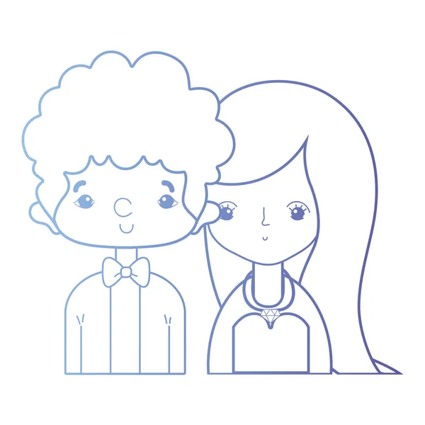 Línea Belleza Pareja Casada Con Peinado Diseño Vector Ilustración — Vector de stock