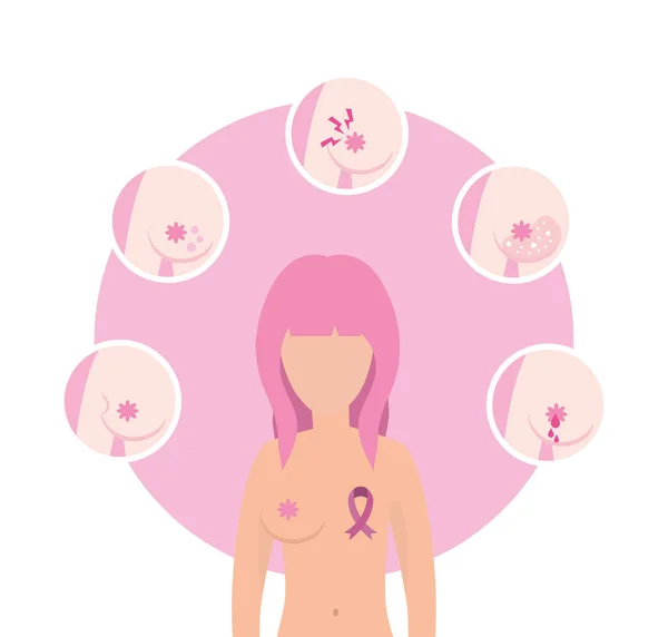 woman breast cancer and prevention support vector illustration