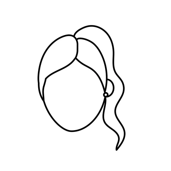 Linea Sociale Avatar Donna Con Acconciatura Disegno Vettoriale Illustrazione — Vettoriale Stock
