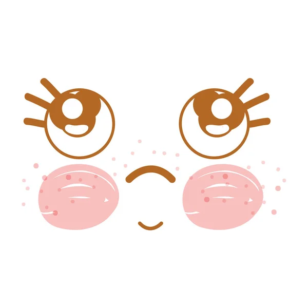 Kawaii Pensamento Rosto Com Olhos Bochechas Design Ilustração Vetorial — Vetor de Stock