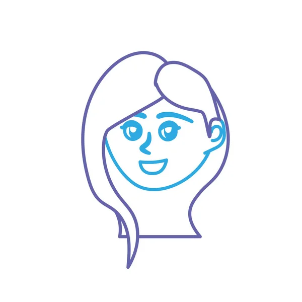 Línea Avatar Feliz Cara Mujer Con Diseño Peinado Vector Ilustración — Vector de stock