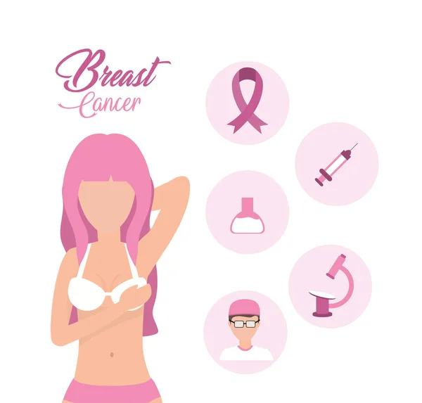 Abbildung Zur Brustkrebsvorsorge Prävention Von Krankheiten — Stockvektor