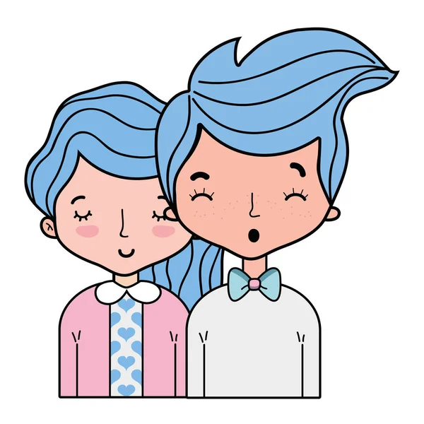 Beauty Couple Together Hairstyle Design Vector Illustration — Stock Vector