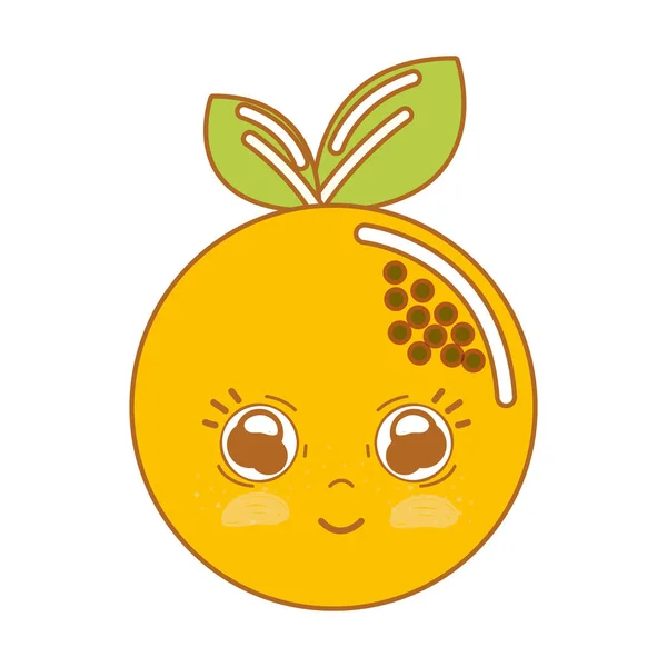 Kawaii Nice Shy Orange Fruit Vector Illustration — Stock Vector