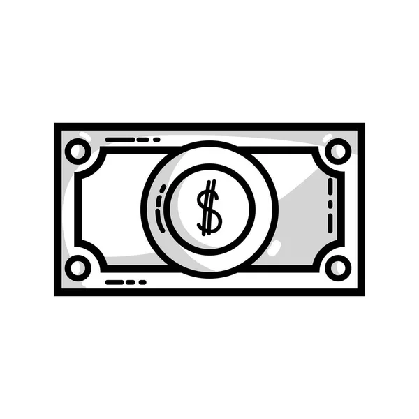 Line Bill Cash Money Economy Finance Vector Illustration — Stock Vector