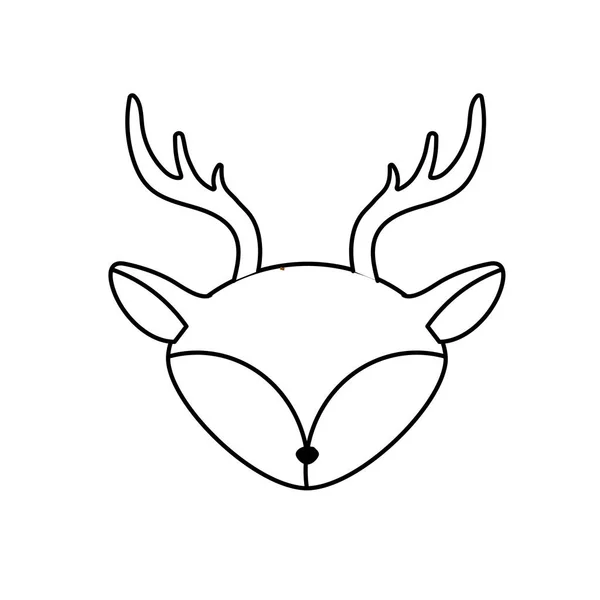 Line Deer Head Wild Cute Animal Vector Illustration — Stock Vector