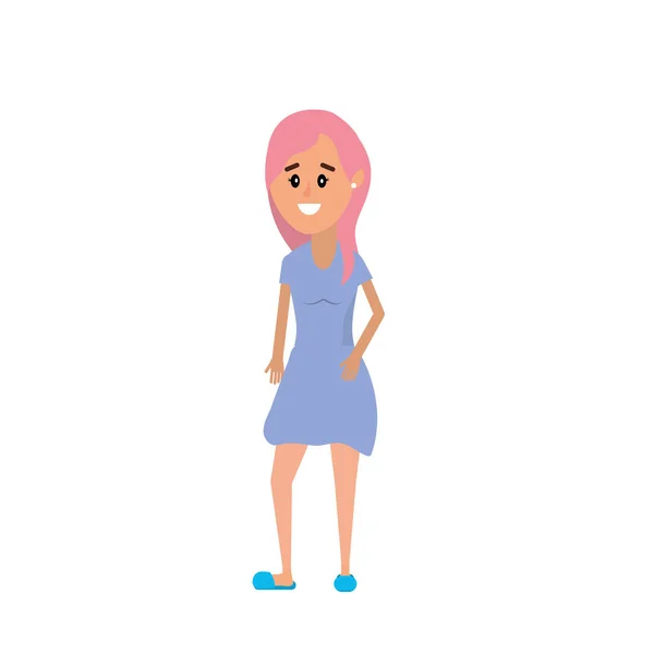 髪型やドレス デザインのベクトル図を持つ女性 — ストックベクタ