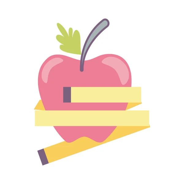 健康な心臓 ベクトル図でおいしいリンゴ果実 — ストックベクタ